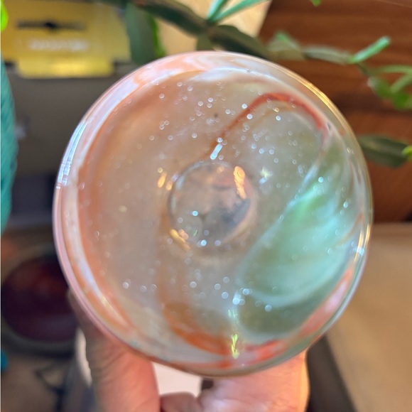 Hand Blown Swung Style Art Glass Vase Hand Made,Orange/White.Excellent Condition - Picture 7 of 8